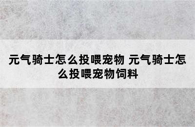 元气骑士怎么投喂宠物 元气骑士怎么投喂宠物饲料